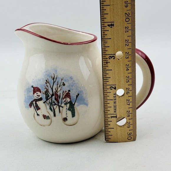 Royal Seasons Snowmen Creamer Pitcher‎ Red Band Stoneware - Picture 8 of 9